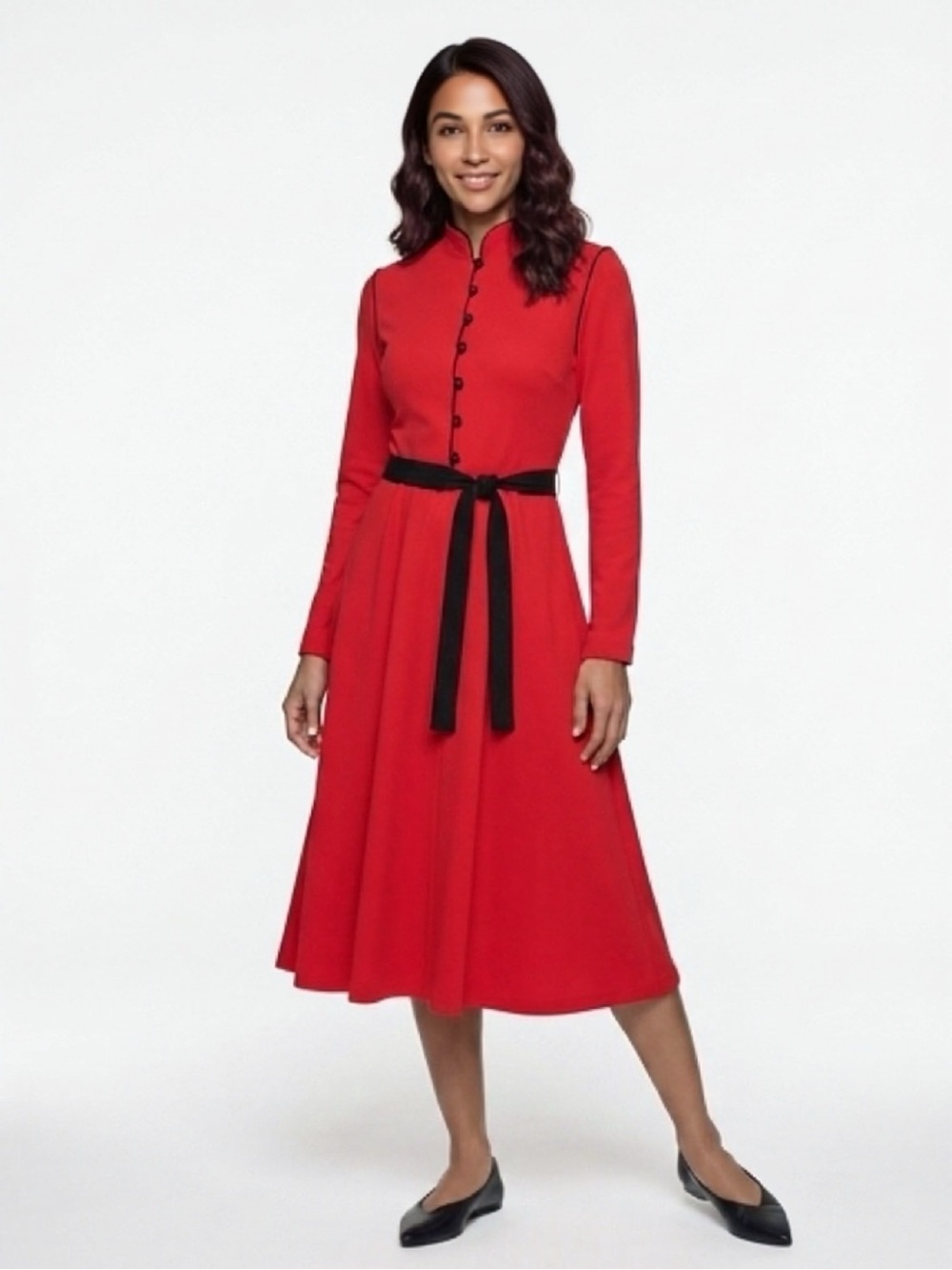 David WARREN red orange vintage 80’s dress.